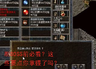 刷BOSS前必看?这些要点你掌握了吗? 刷BOSS前必看?这些要点你掌握了吗?