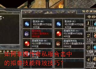 如何掌握传奇私服合击中的拟兽技能释放技巧? 如何掌握传奇私服合击中的拟兽技能释放技巧?