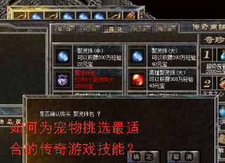 如何为宠物挑选最适合的传奇游戏技能? 如何为宠物挑选最适合的传奇游戏技能?